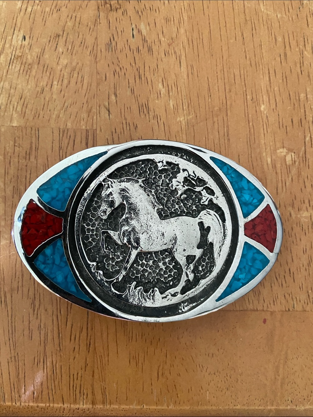 Horse horses equestrian BEAUTIFUL silver blue Turquoise Red Western belt buckle